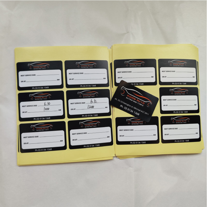 High Quality Custom Car Window Oil Change Stickers Services Labels with Double Sided Printing  Customized Logo